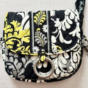 Genuine Vera Bradley BAROQUE Yellow Black White Floral Small Crossbody Bag Purse